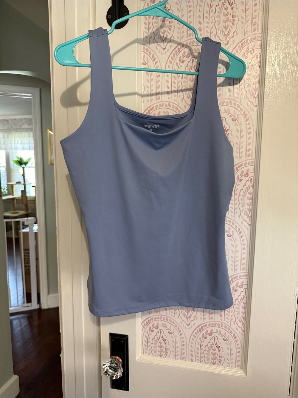 Nine West Scoop Neck Tank Top in Dusty Blue